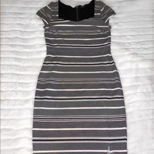 Express black and white striped midi dress